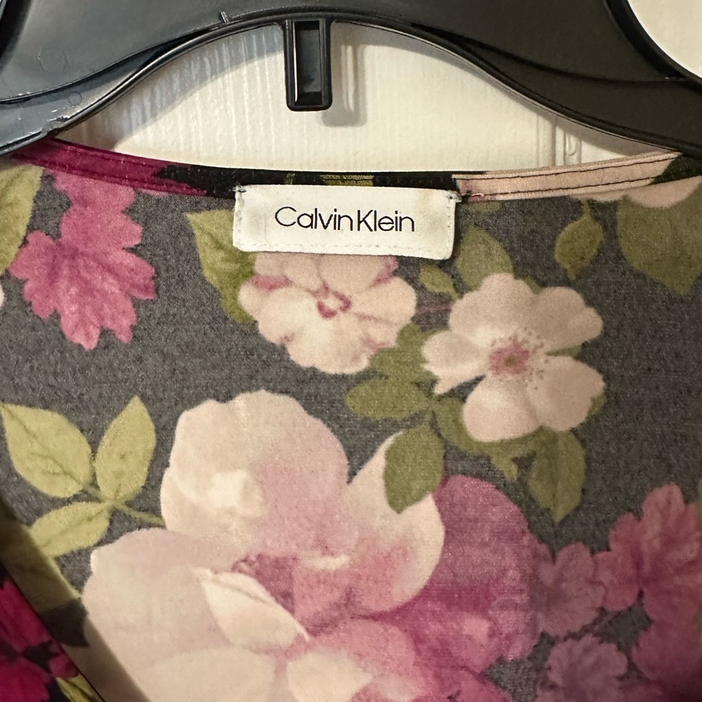 Vintage Floral Calvin Klein Womens Blouse 2X Ruched Sleeve Bohemian Romantic - Picture 2 of 8